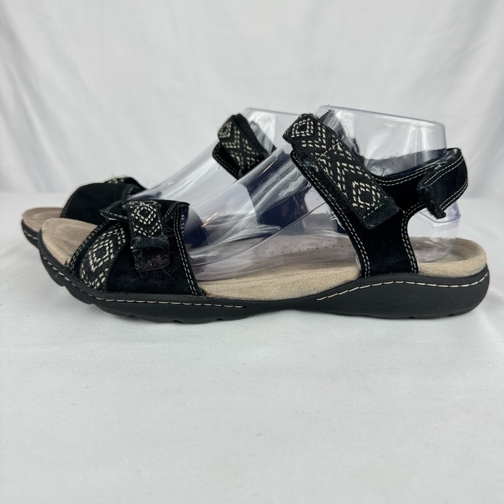 Clarks Amanda Sprint Adjustable Sandals in Black Suede - Picture 5 of 9